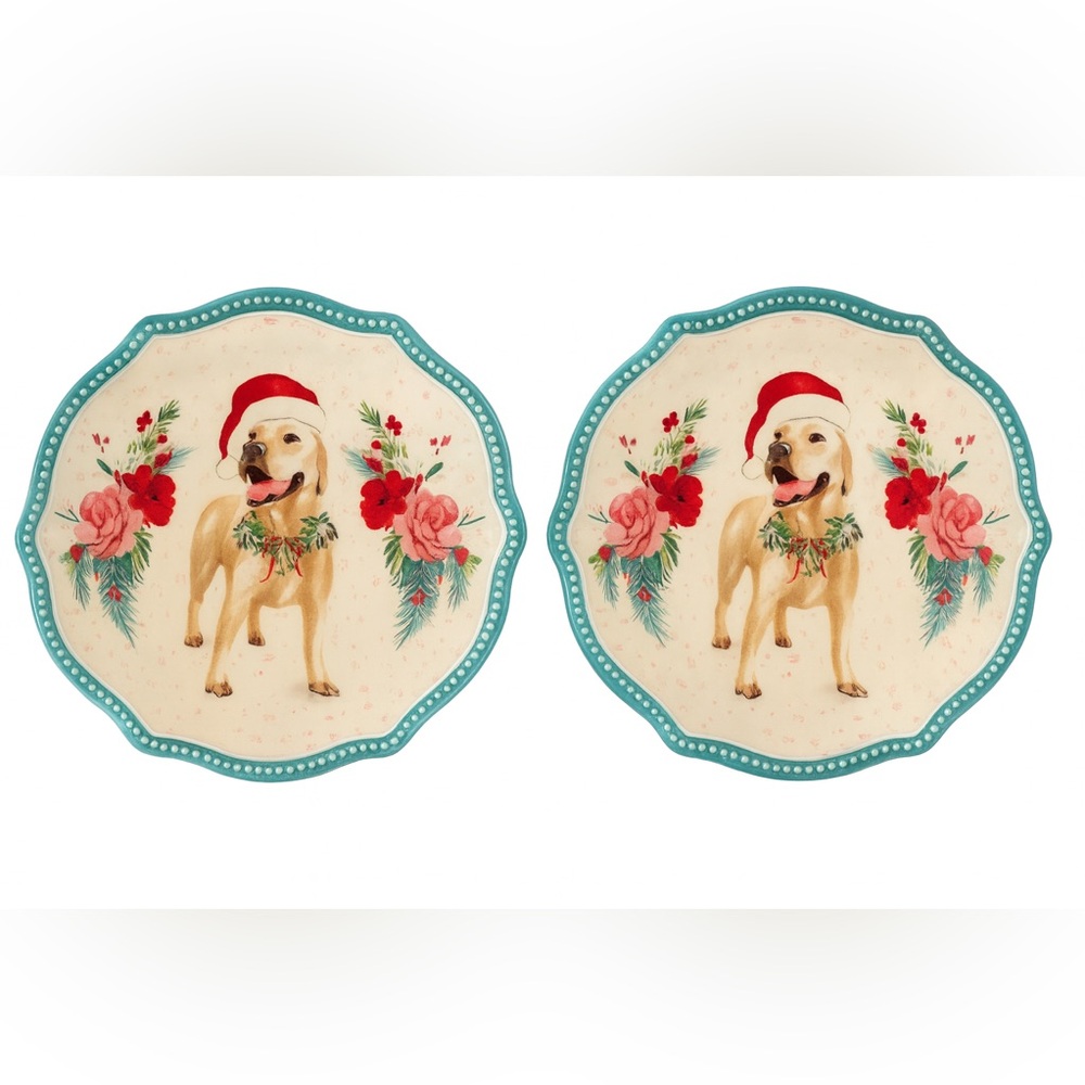 The Pioneer Woman Teal Dog Appetizer Plates NWT 6.5” 2 Plates